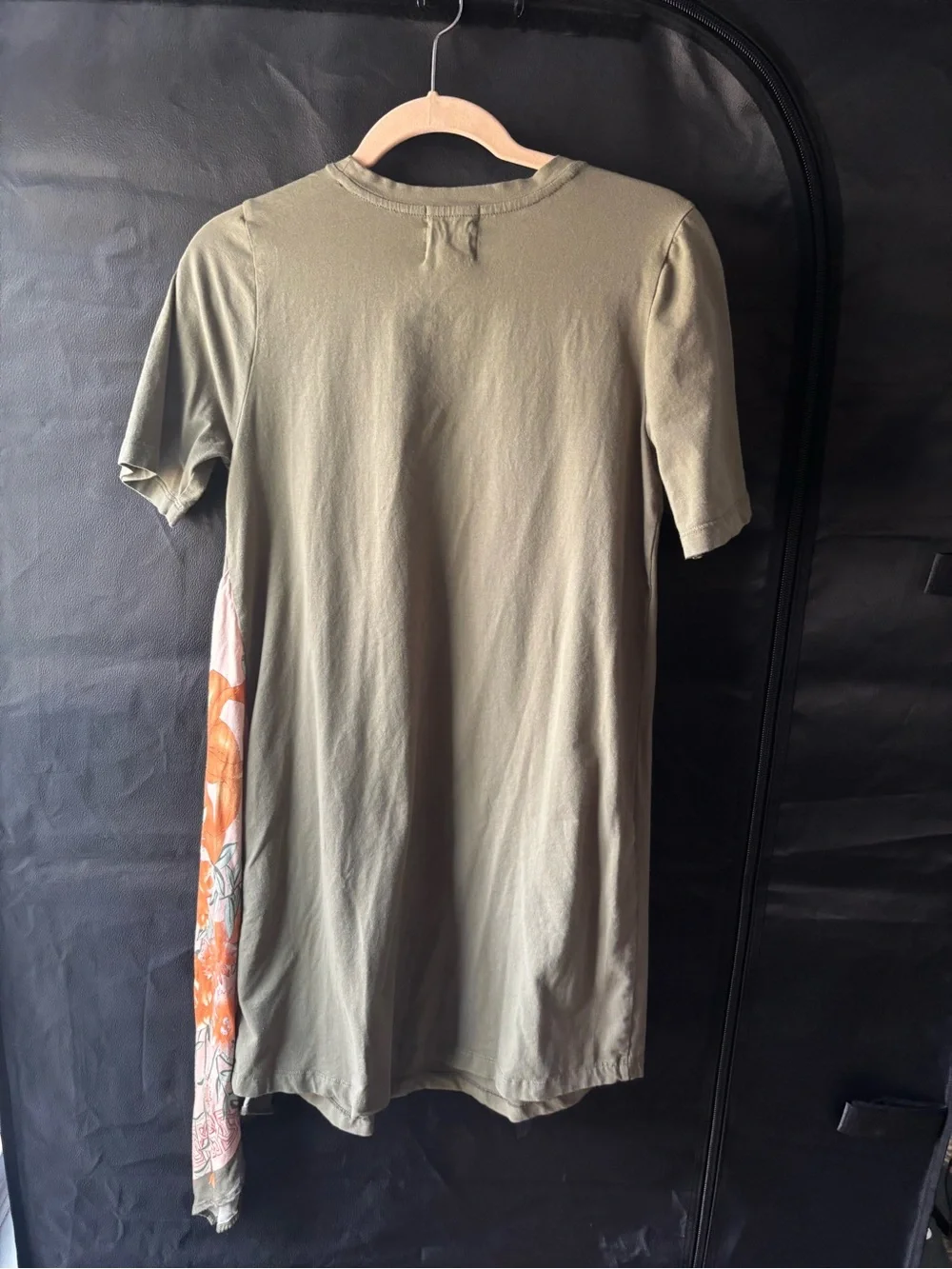 Tiny by Anthropologie Mixed Media Olive Green Shirt Dress